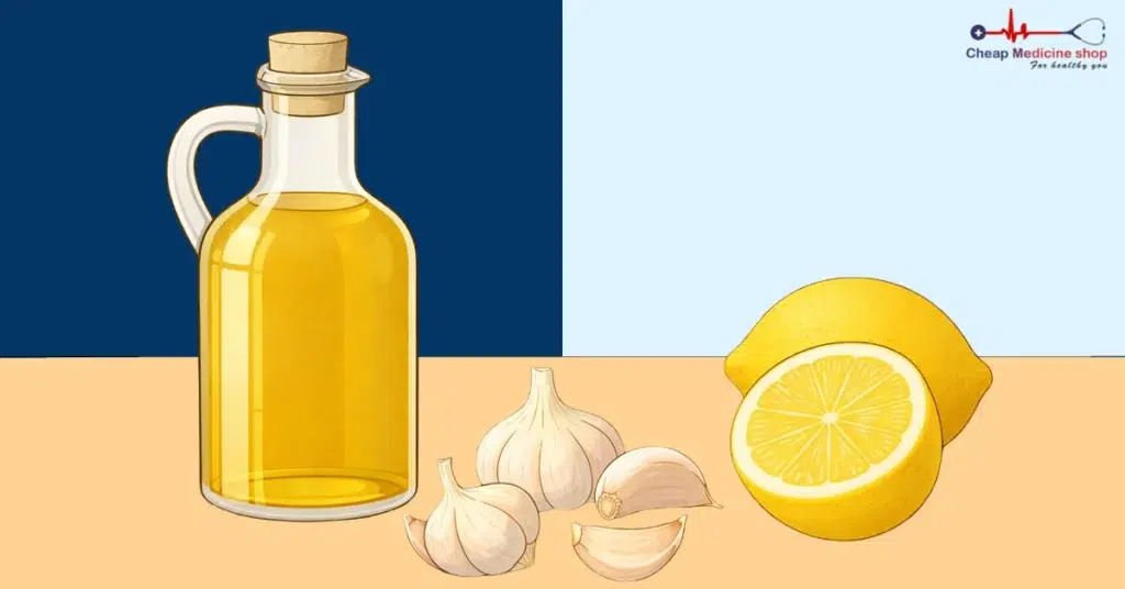 Fresh garlic, lemon, and olive oil for natural circulation support