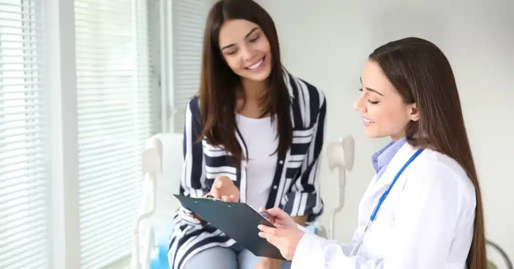 Female taking Doctor consultation