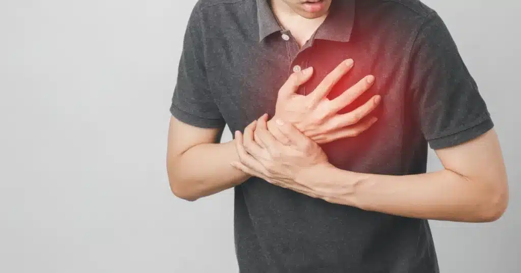 A man experiencing chest pain