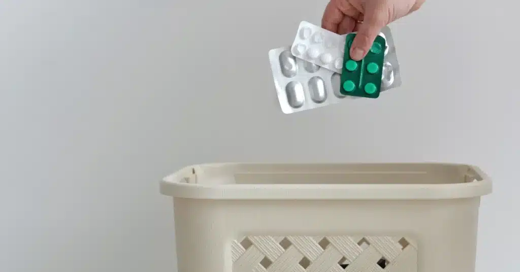 Expired medicines in the dustbin