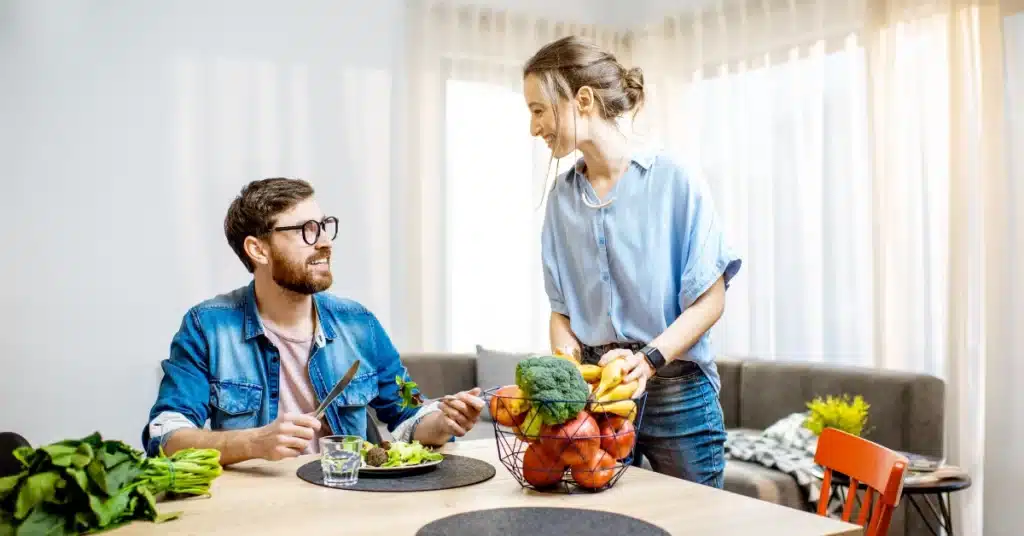 Couples having a healthy diet