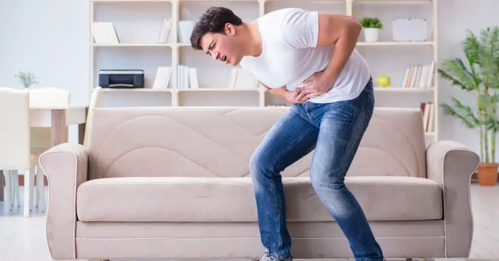 man having nausea
