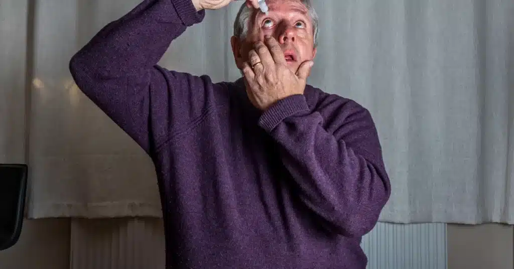 Using eyedrop (Artificial tears)