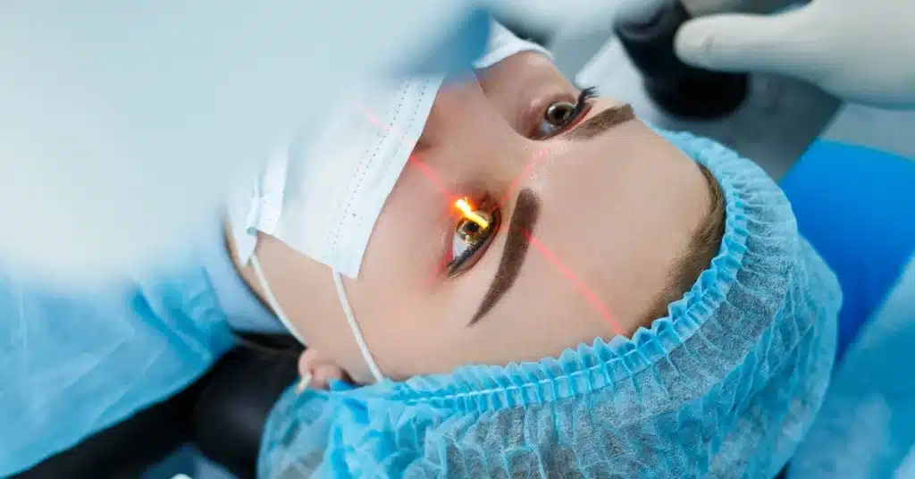 Cataract surgery being performed