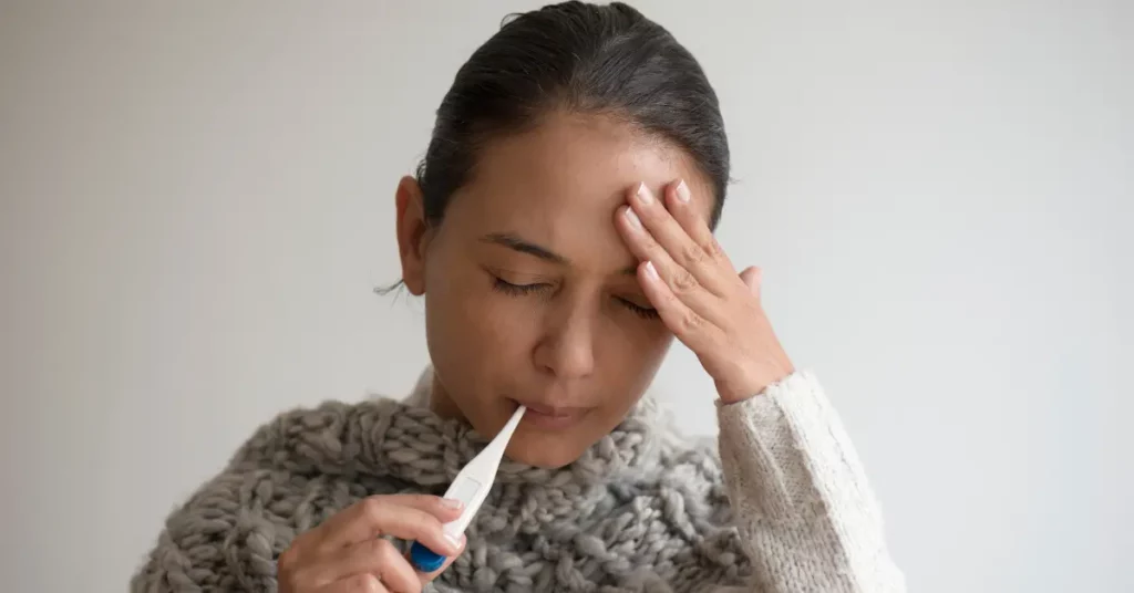 woman suffering from fever