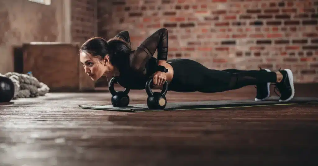 Woman doing intense exercise
