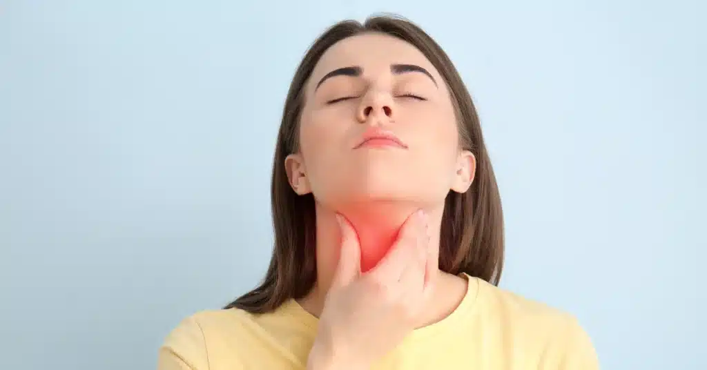 Woman suffering from thyroid
