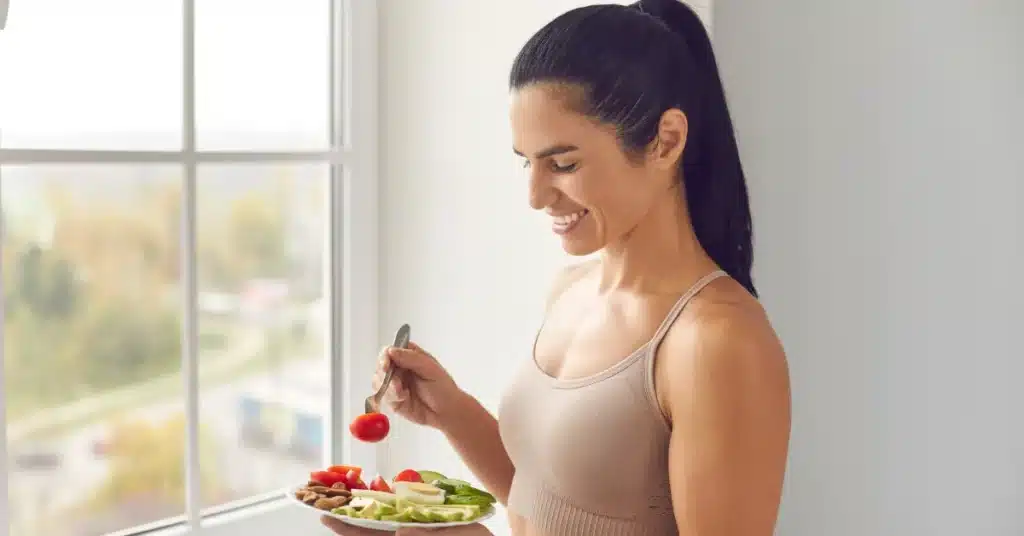 Woman having balanced diet