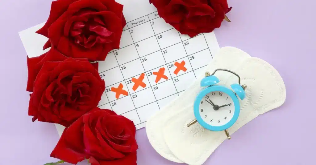 period calendar with a clock