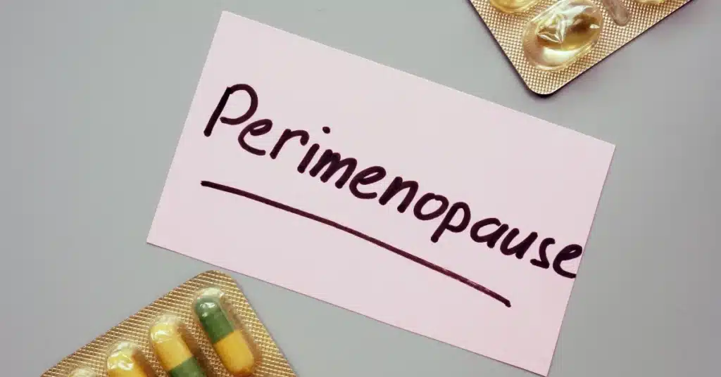 Perimenopause written on a white paper