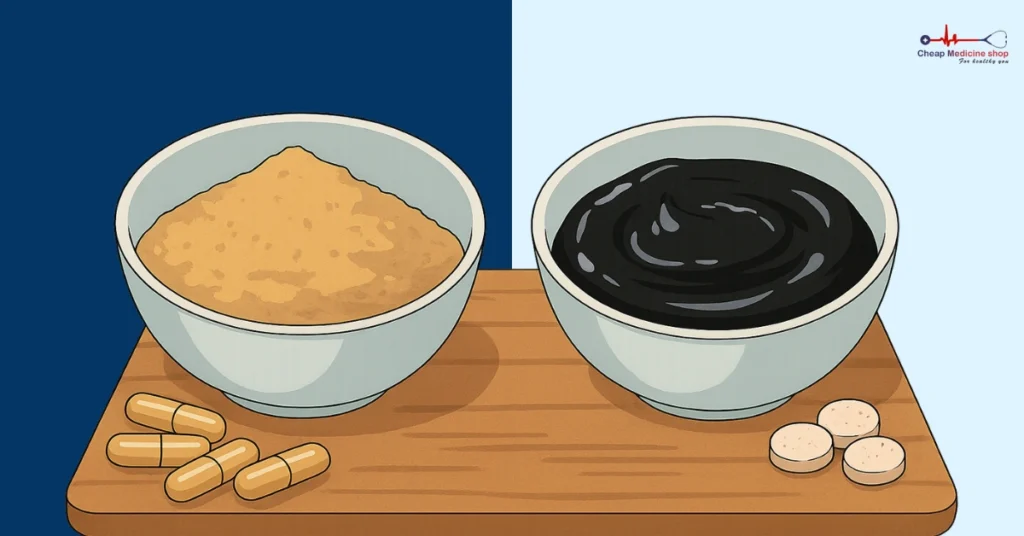 Ashwagandha powder and Shilajit resin for stamina