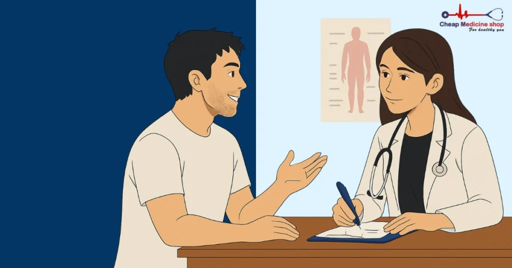 Man consulting doctor about erectile dysfunction