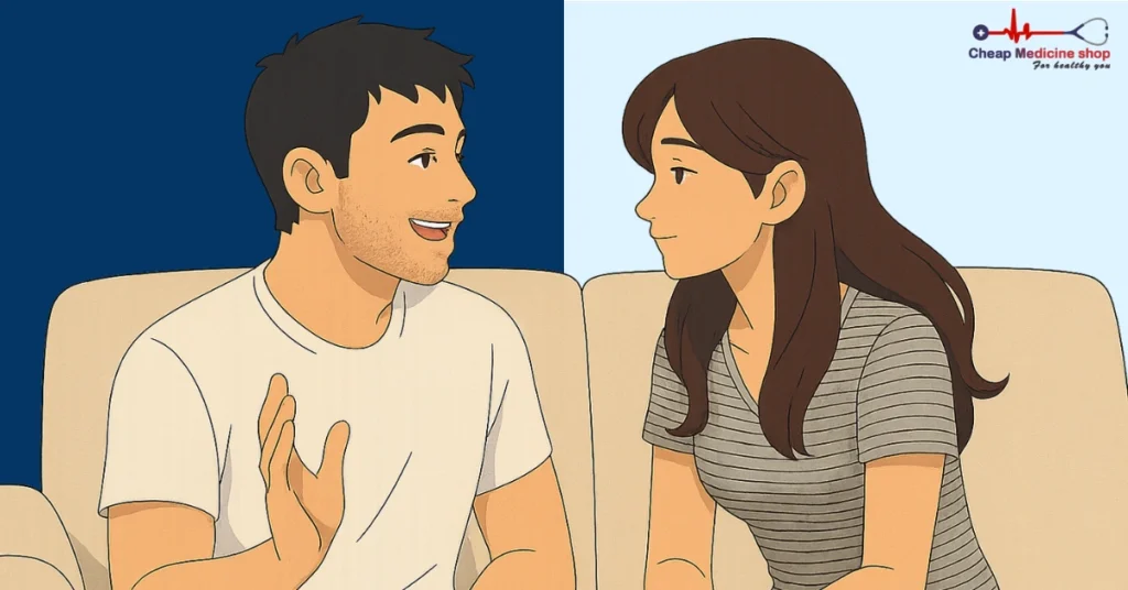 One partner speaking, other listening attentively