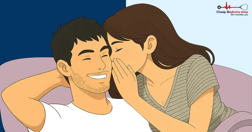 Partner whispering desires with a smile