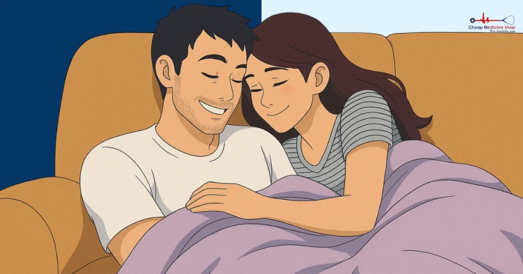 Couple enjoying tender foreplay