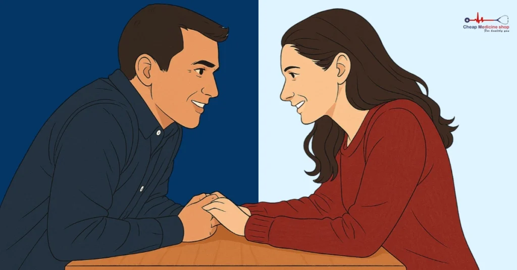 Couple showing emotional affection