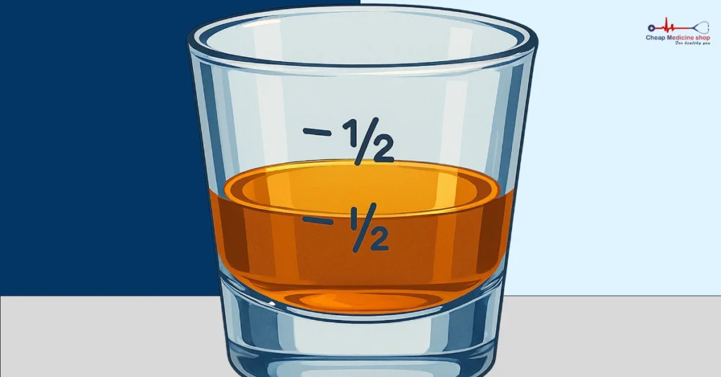 Measuring glass with safe alcohol portions