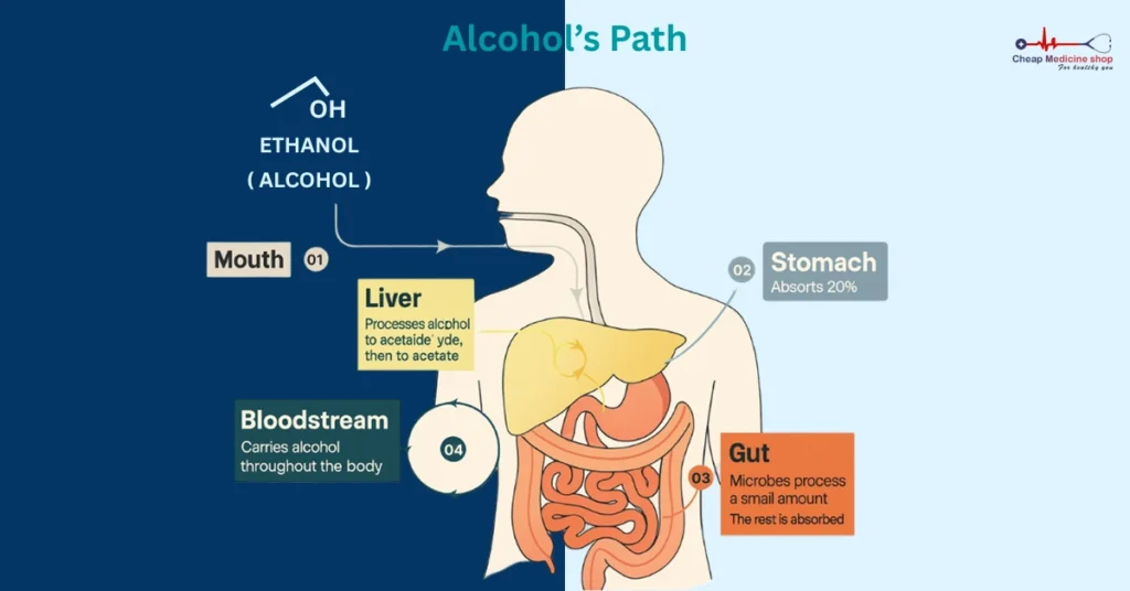 Diagram showing alcohol's effect on the body