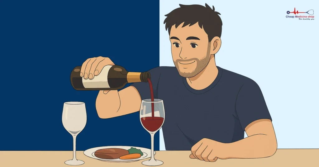 Man pouring half a glass of wine to protect bedroom performance