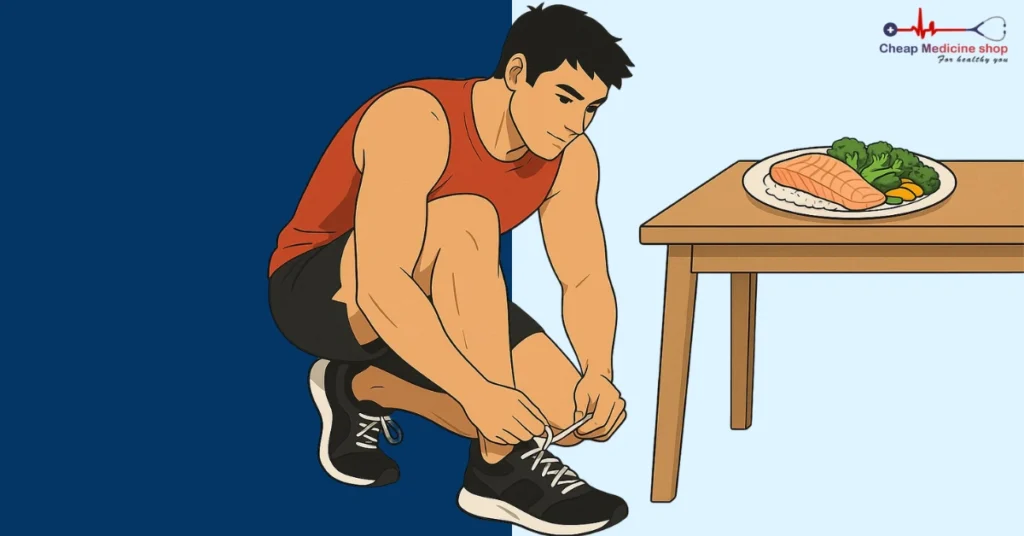 Athletic lifestyle with nutrient-rich meal for energy