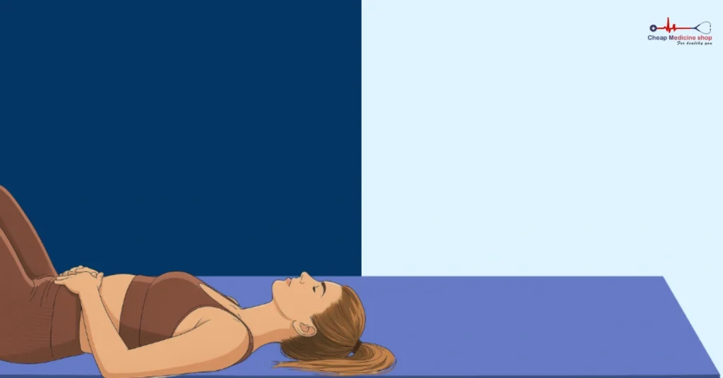 Person lying down doing belly breathing