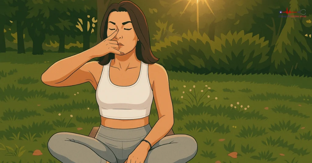 Person practicing pranayama outdoors