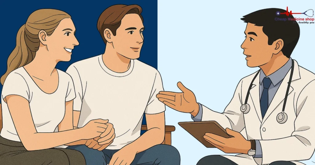 Couple talking to a doctor about erectile health