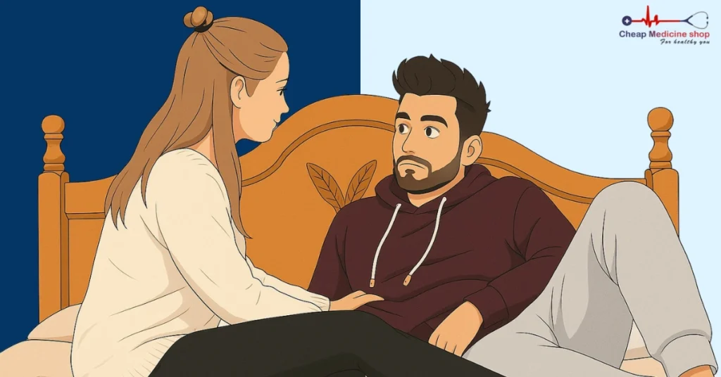 Couple communicating about Erectile Health