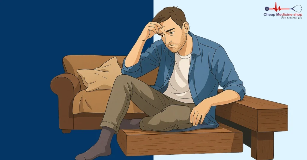 Sad man concerned about erectile health