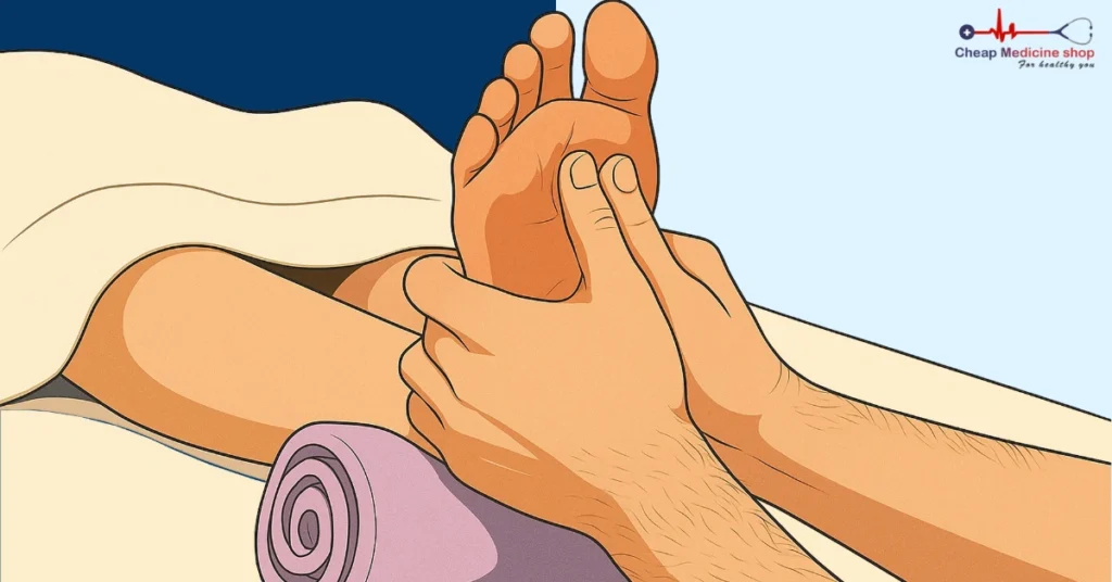 Partner giving woman a sensual foot massage