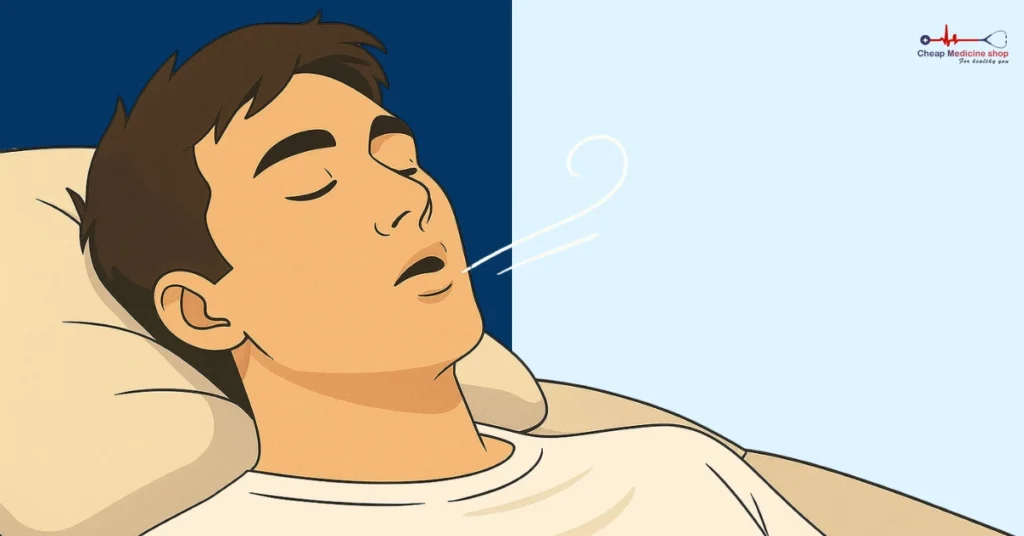 Person lying down, breathing deeply to relax