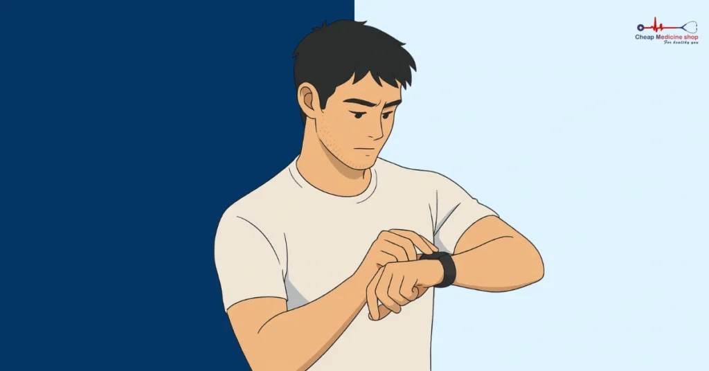 Person checking watch to monitor vacuum pump use time