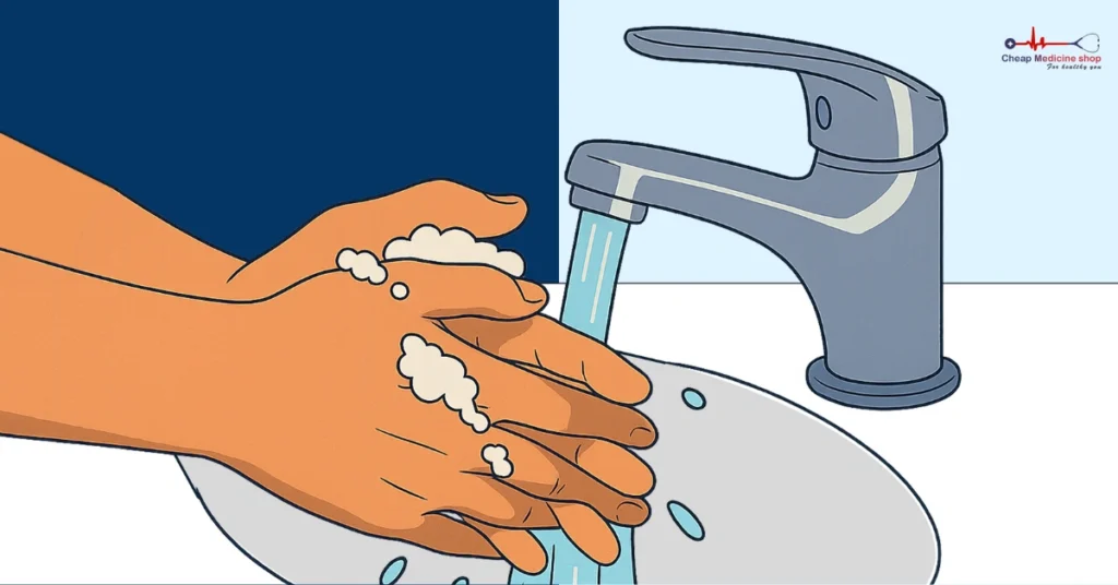 Cleaning hands to ensure safe vacuum pump use