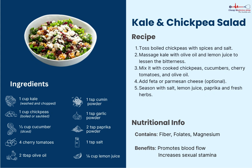 Healthy kale and chickpea salad to boost men’s sexual performance naturally