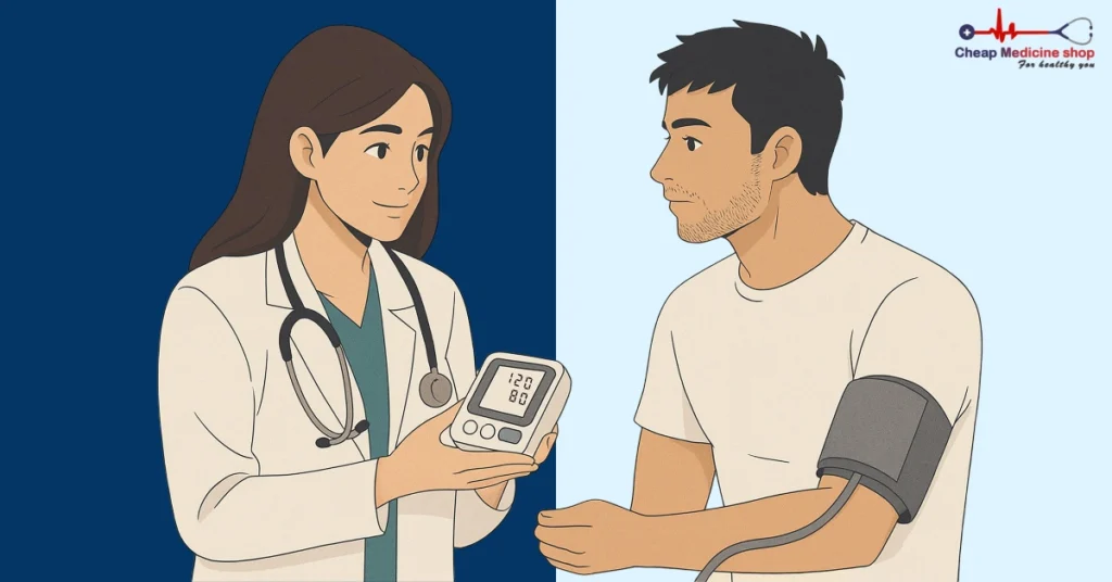 Medical checkup with blood pressure test