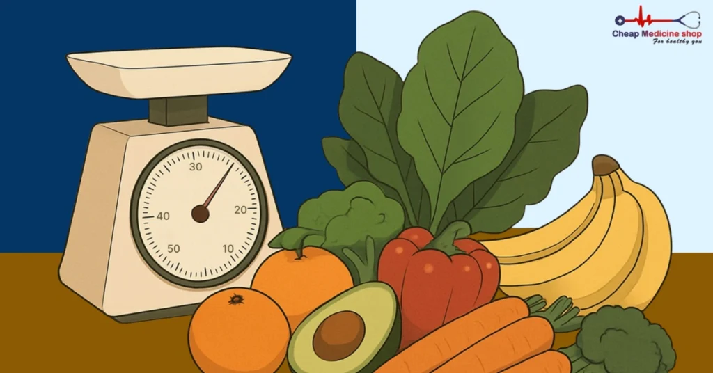 Maintaining healthy BMI with fruits, vegetables, and regular weight monitoring
