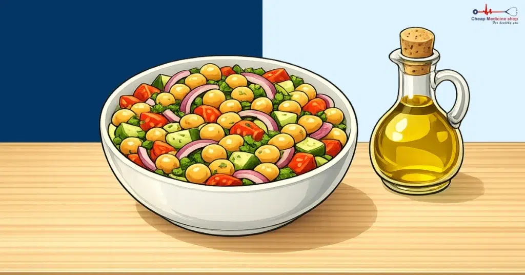 Leafy greens and chickpea salad supporting healthy blood flow