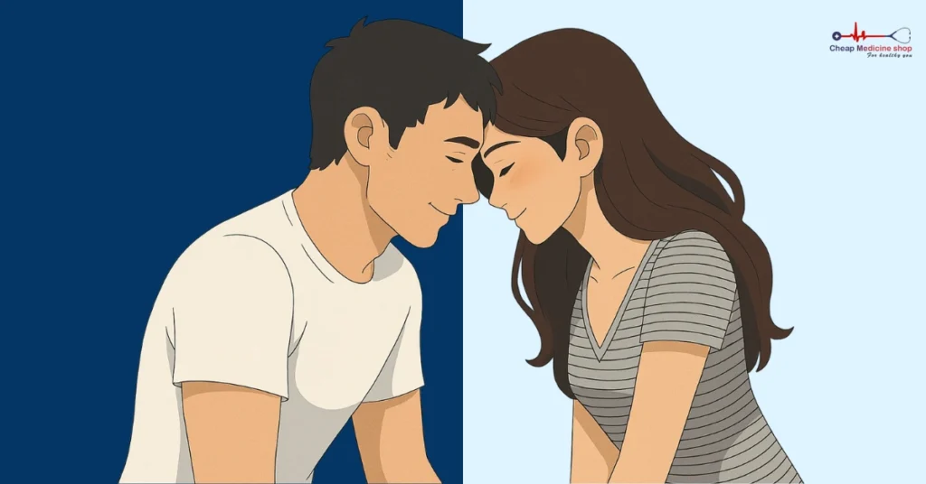 Couple sharing intimate forehead touch