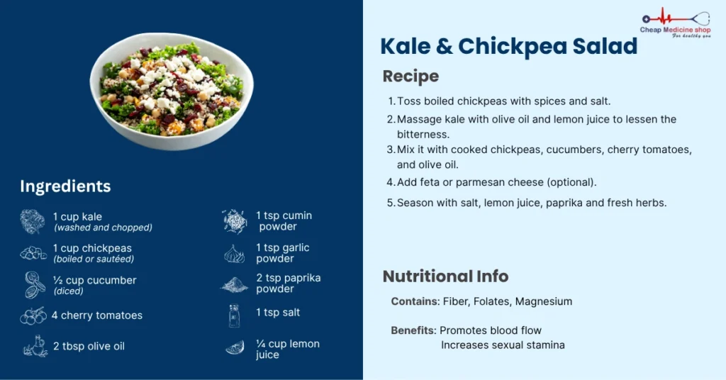 Healthy kale and chickpea salad to boost men’s sexual performance naturally