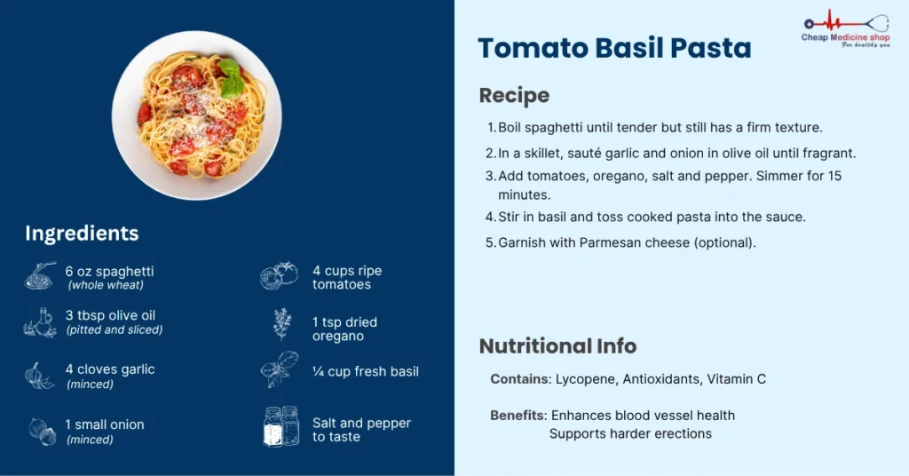 Healthy tomato basil pasta to improve circulation and erectile function naturally