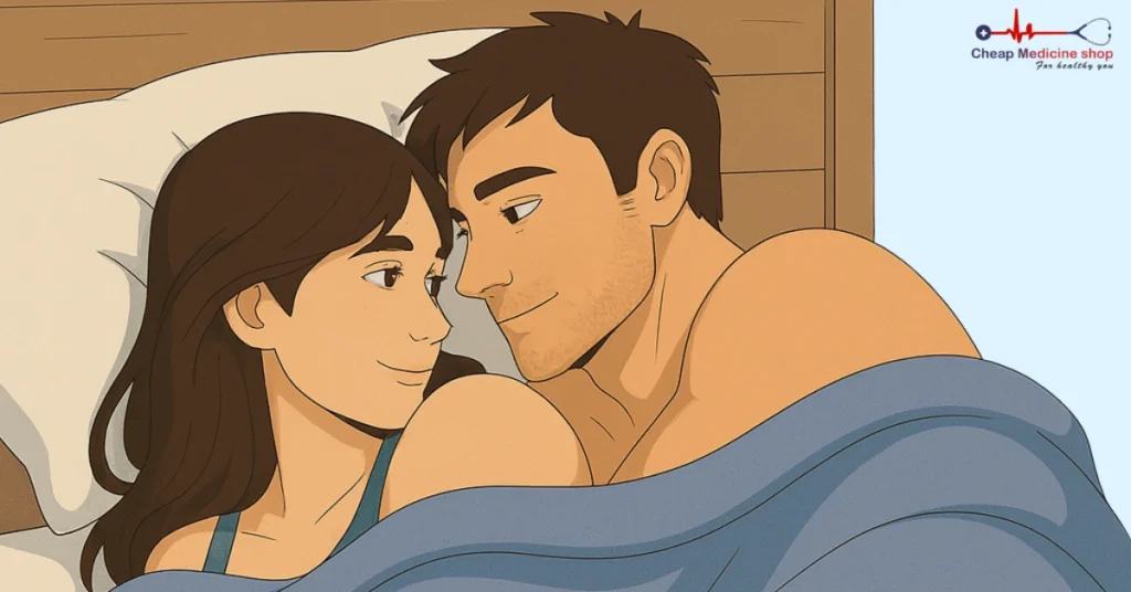 Couple using a spooning position for closeness and ease during intimacy