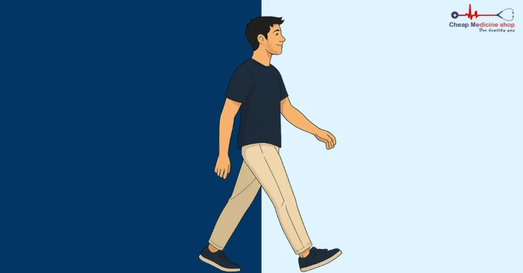 Man walking to improve blood flow and stamina