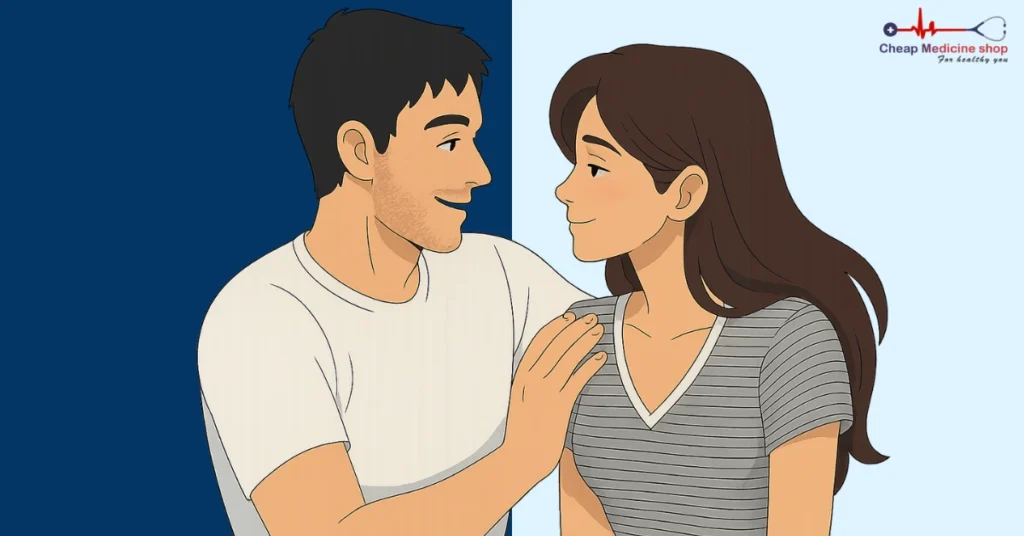 Couple sharing a gentle touch, symbolizing meeting halfway