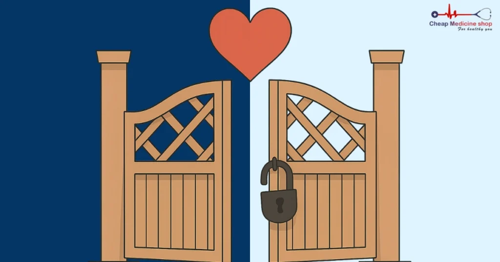 Heart above open gate, suggesting initiating open connection