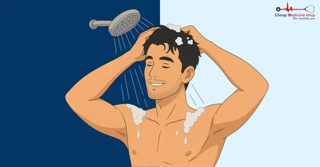 Person under a shower, representing routine-based self-control
