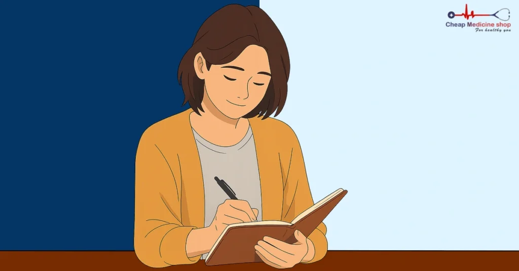 Person writing in a diary as a meaningful distraction