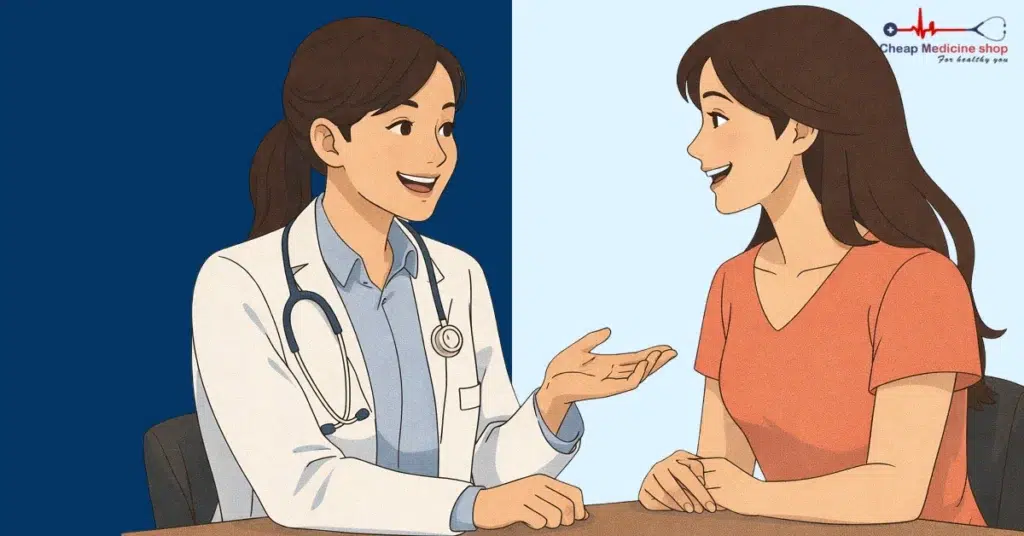 Medical consultation between a female doctor and patient