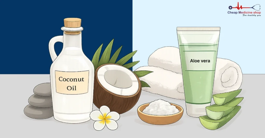 Coconut oil and aloe vera gel for natural home care