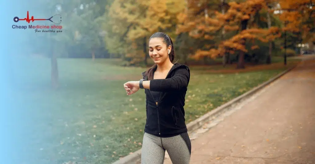 Woman tracking fitness activity