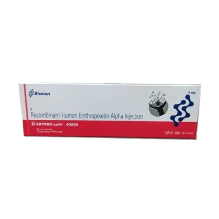 Erypro Safe 40000 IU 1ml Injection with Recombinant Human Erythropoietin Alfa               